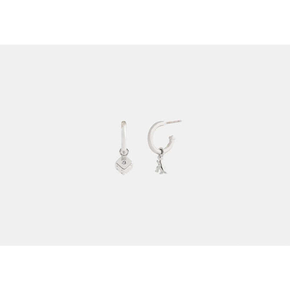 COACH Mini Dice And Rexy Charm Hoop Earrings NWT